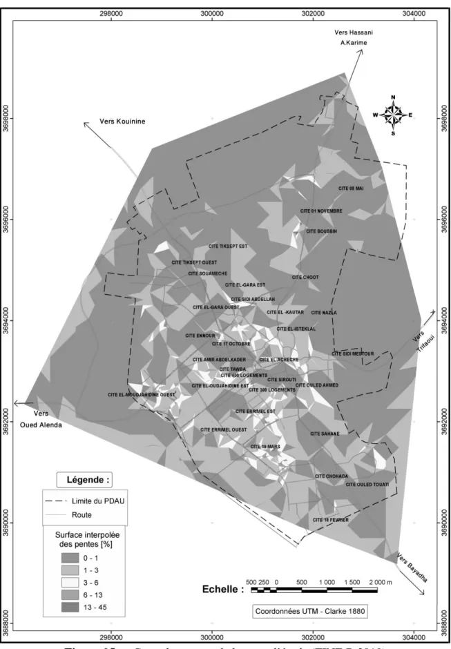 Figure 05 : - Carte des pentes de la zone d’étude (ZINE B.2010). 