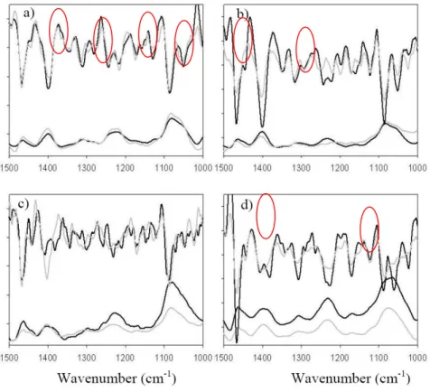 Figure  3.   IR  spectra  and  second  derivative  of  the  four  brain  samples  analyzed