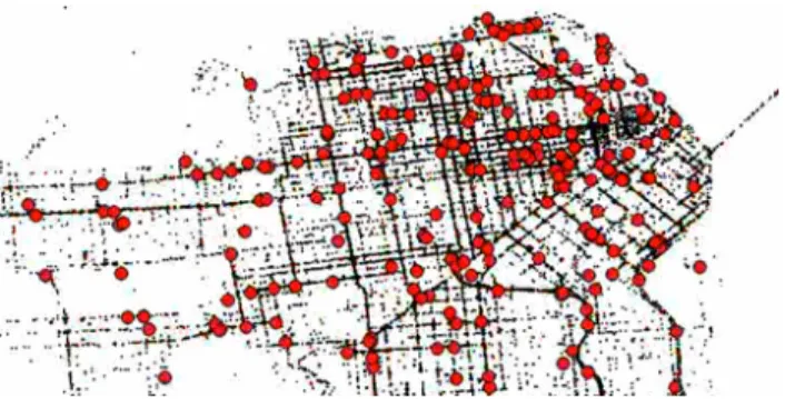 Figure 1: San Francisco taxi measurement locations, observed at a rate of once per minute
