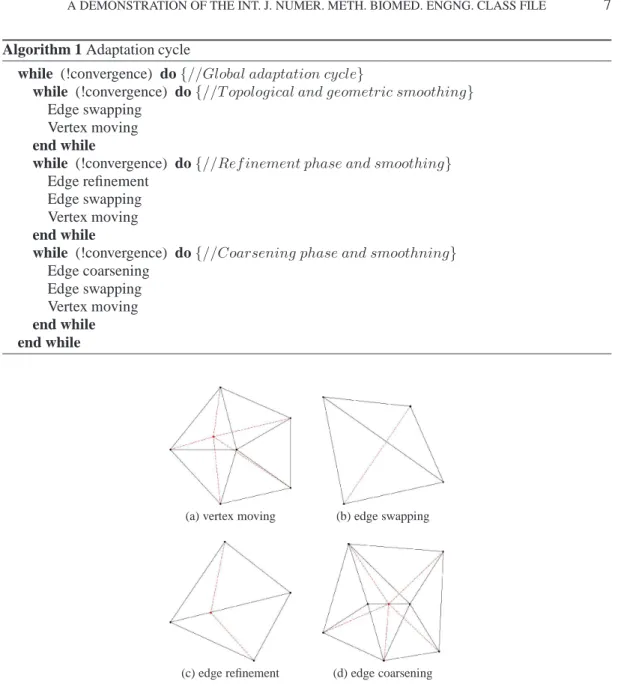 Figure 3. Adaptation techniques (resulting edges and vertices are in red).