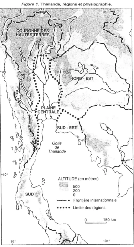 Figure 1 Thaïlande régions et physiographie.