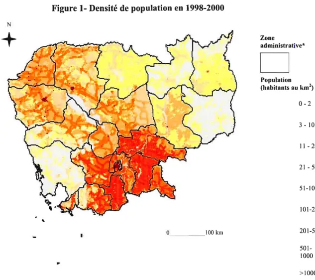 Figure 1- Densité de population en 1998-2000