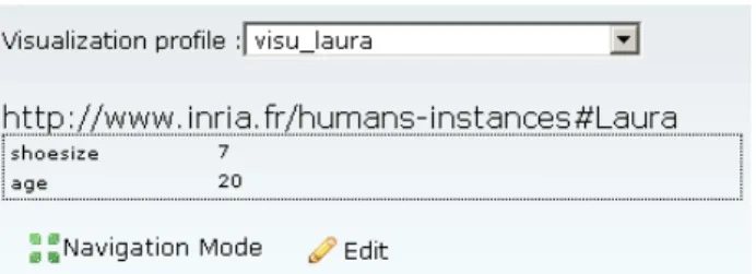 Figure 8. Resource display - applying a lens -  The  ‘Navigation  Mode’  button  switches  the  navigation  mode  (§5.3.3)  and  the  ‘Edit’  button  links  to  the  annotation  management features (§5.4)
