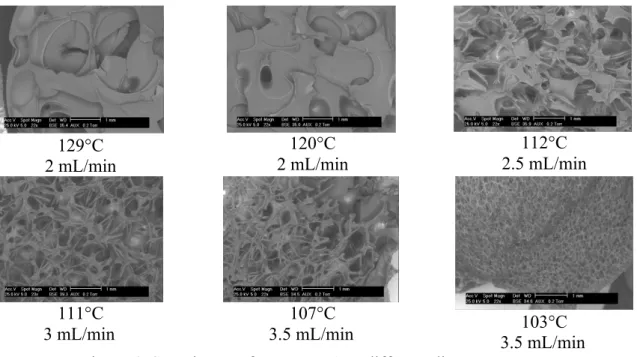 Figure 3: Evolution of porosity with temperature and sc-CO 2  content  