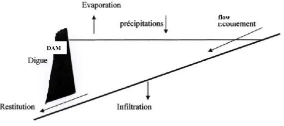 Fig. 1. The main components of water balance of water dam