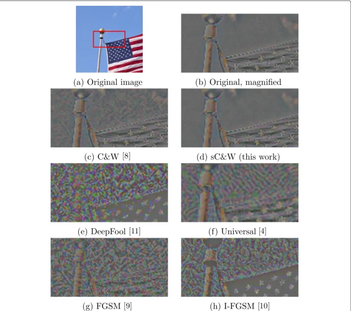 Fig. 1 Given a single input image, our adversarial magnification (cf Appendix 1) reveals the effect of a potential adversarial perturbation