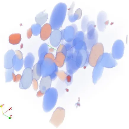 Figure 2 – Modeled voids colored according to the index resulting from the connected component separation  algorithm