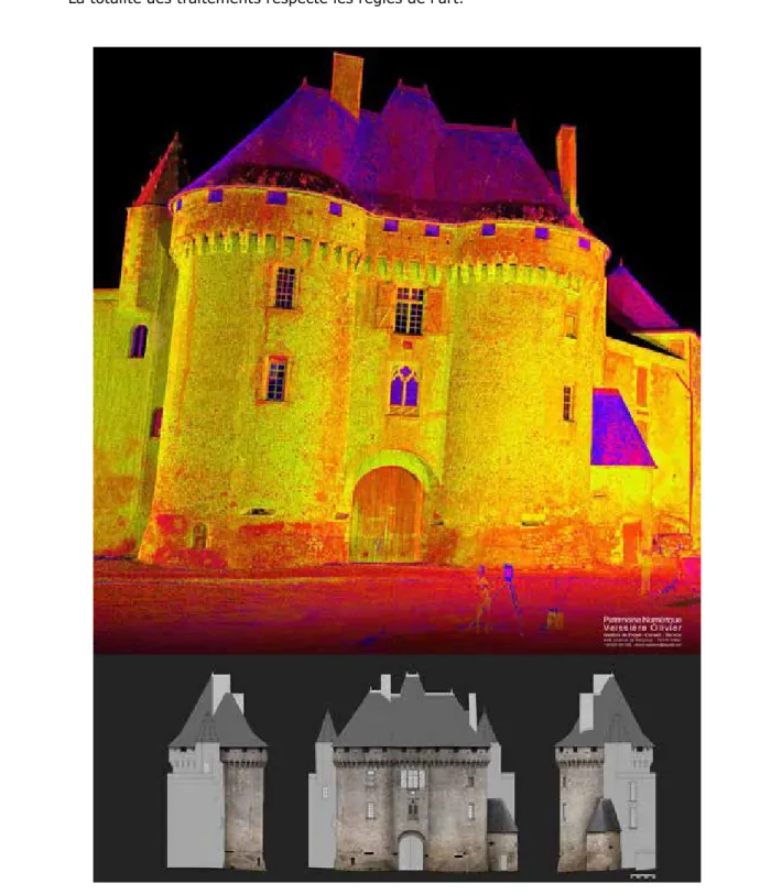 Fig. 10. Exemple de relevés lasergrammétrique et photogrammétrique (château de  Barbezieux – 16) (Source : O