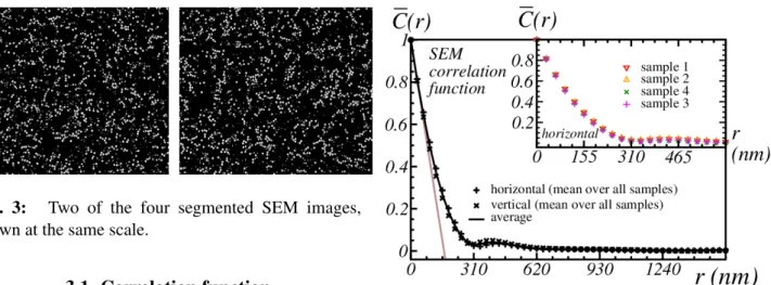 Fig. 3: Two of the four segmented SEM images, shown at the same scale.