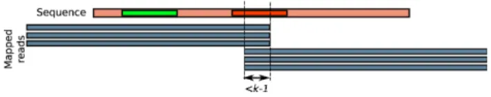 Figure 4. Read-coherency and k-read-coherency example. With coverage threshold=2, schematic example where a sequence is read-coherent but not k-read-coherent