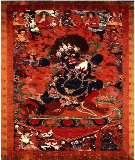 Figure  3 :  Yama,  le  dieu  de  la  mort.  Plusieurs  des  éléments  qui  le  caractérisent  dans  cette  représentation  iconographique  correspondent  à  la  description  du  Bouddha-Heruka,  l'une  des  déités  courroucées