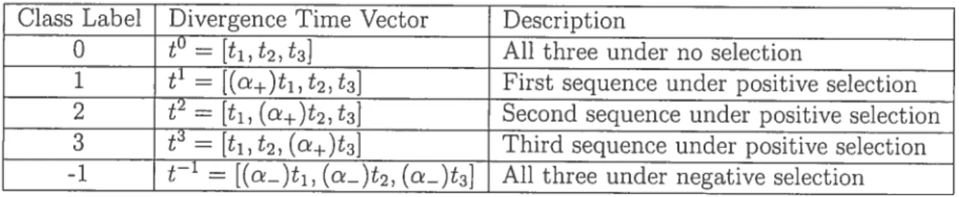 Table 3.1 summarizes the definitions of five classes.