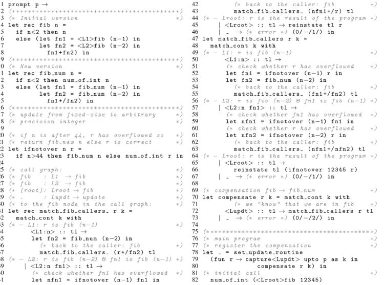 Figure 7. Real ReCaml code: from fixed-size to arbitrary precision integers.