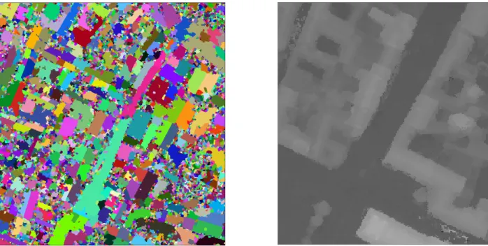figure B.2.5 : zoom sur le résultat de segmentation et le MNS correspondant 