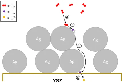 Figure S1.Proposed pathway for O 2  electrode reaction on Ag/YSZ electrochemical catalysts