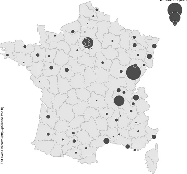 Figure 2 : Anciens départements de domicile des personnes en provenance de France et vivant dans le canton de  Neuchâtel (Source : enquête par questionnaire, 2010) 