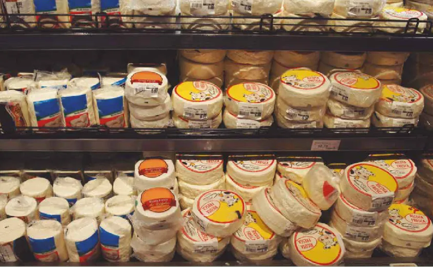 Figura 7. Comercialização de queijos em rede de supermercado.