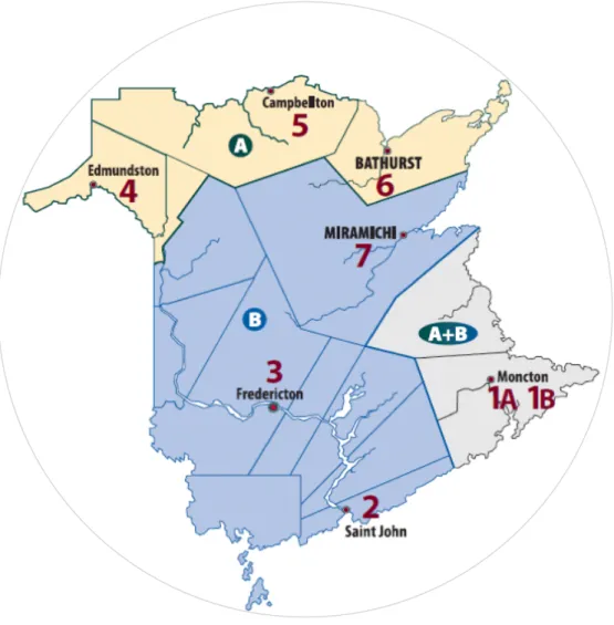 Figure 5 : Territoires géographiques desservis par les RRS A et RRS B après la  réforme du 11 mars 2008 87    