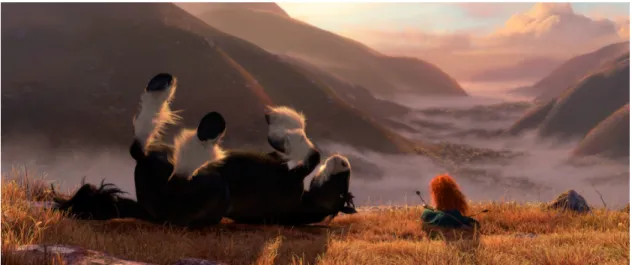 Figure 1.1 – Sc`ene g´en´er´ee par ordinateur du film Brave (2012), de Pixar [14].