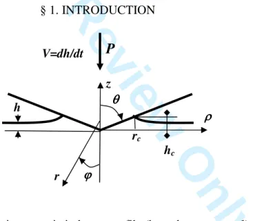 Figure 1. Axisymmetric indenter profile (here the cone p = 1). 