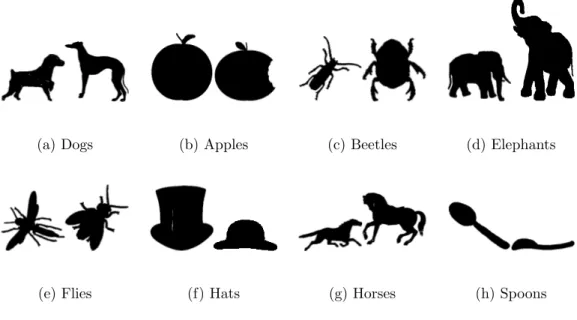 Figure 6: Examples of shapes that are visually dissimilar from other samples of their own class.