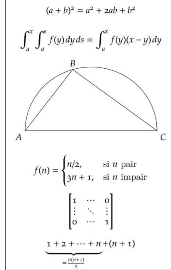 Figure 5 : exemples d’écritures algébrique et géométrique 
