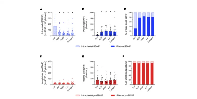 FIGURE 3 | Unlike BDNF, intraplatelet proBDNF is not released during platelet activation