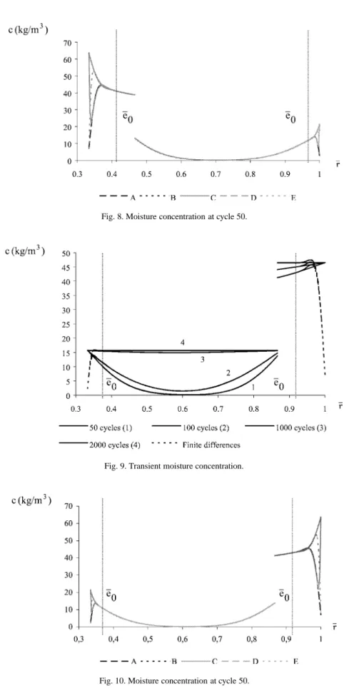 Fig. 8. Moisture concentration at cycle 50.