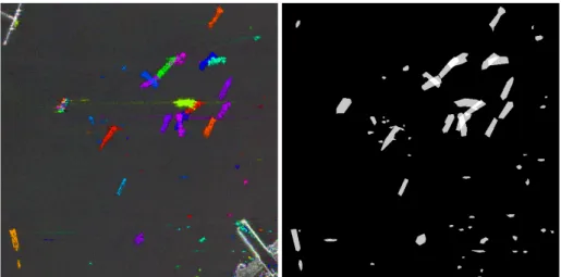 Figure 11. Rapid and EAsy Change detection on Time-series using the coefficient of Variation (REACTIV) method applied to an area of the Grizzly Bay, San Francisco (Left) and corresponding manual data entry for Ground Truth (Right), 600 × 600 pixels.