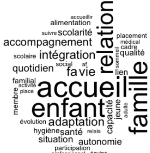 Figure 2: Nuage des mots liés à l'évaluation du déroulement de l'accueil 