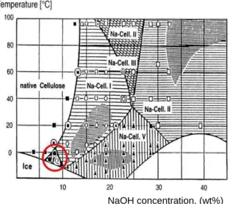 Figure 8 shows the presence of five different forms of alkali celluloses, or Na-Cell (I, II,  III,  IV  or  Q  and  V)