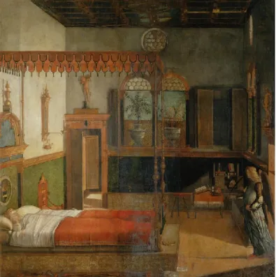 Figure 4.  Vittore Carpaccio, Songe de Sainte Ursule, 1495, Huile sur toile, 274 x 267  cm, Galleria dell’Academia, Venise