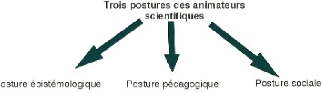 Figure 3 : La déclinaison des trois postures de l'animateur scientifique