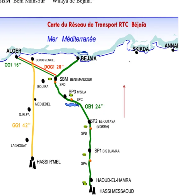 Figure III.1 : Localisation de l’OB1/24″sur le réseau de transport centre [26] 