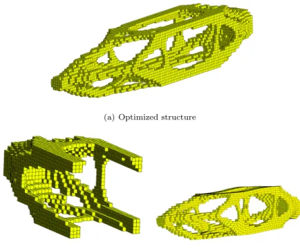 Figure 7: Beam under a compressive load: Structure obtained with 4 buckling modes