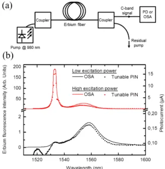 Fig. 5. (a) Scheme of the experimental set-up to test the tunable PD as a micro-spectrometer