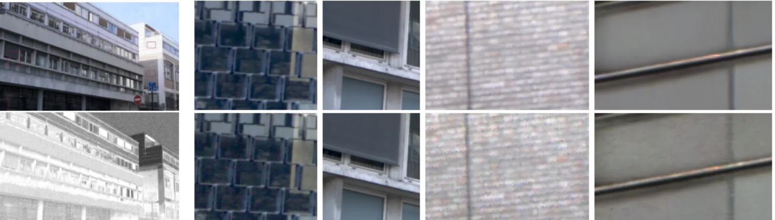 Fig. 9. Real data. Left: Tone mapped version of the HDR image obtained by the proposed approach and its corresponding mask of unknown (black) and well-exposed (white) pixels