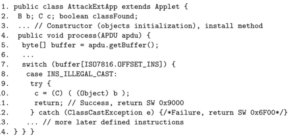 Fig. 3. Execution of the applet’s INS ILLEGAL CAST instruction