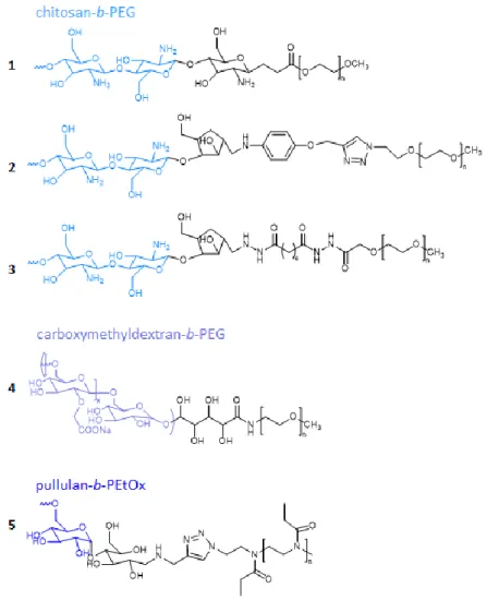 Figure 2. Examples of degradable hydrophilic block copolymers based on polysaccharides