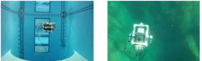 Figure 3: The underwater vehicle in use and its monitoring tools.