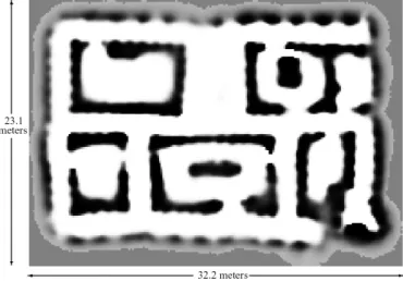Fig. 2.7 – Exemple d’une carte de type grille d’occupation générée par la localisation markovienne