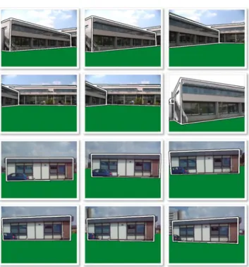 Fig. 6 Tracking results for two real sequences, the green part being the superimposed estimated ground model