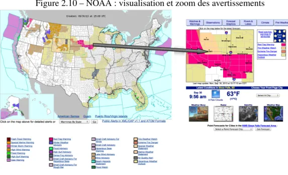 Figure 2.10 – NOAA : visualisation et zoom des avertissements