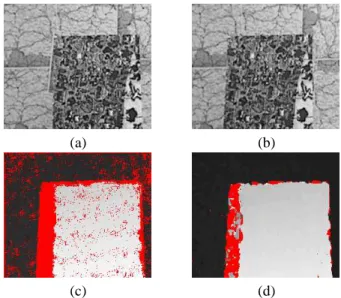 Fig. 6. (a) Reference noise image. (b) No match at all has been accepted by the a contrario test! (c) Many false correspondences have been accepted by the self-similarity threshold.