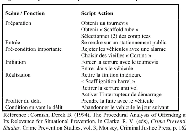 Figure 1 : Script du vol d’auto pour une utilisation temporaire  Scène / Fonction  Script Action 