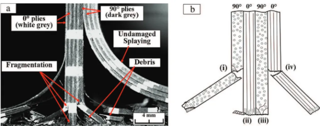 Fig. 3. Creation of a debris wedge in a 90 ° ply: SEM in situ test. (For interpretation of the references to colour in this figure legend, the reader is referred to the web version of this article.)