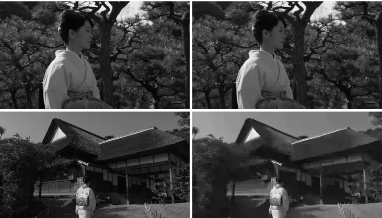 Figure 7. Subjective quality of sequence Kimono at 10 Mbps for two different frames (Left: Proposed, Right: HM R-λ) Table IV