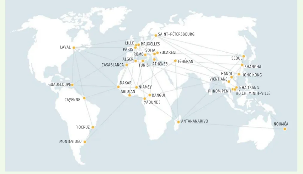 Figure 1. Répartition géographique des différents instituts du réseau international des Instituts Pasteur.