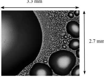 Figure 6: Comparison between the shape of small and big droplets. Small droplets tend to form more ellipsoidal shape due to adhesion with surface texturing, while big droplets present more spherical shape in order to occupy less surface