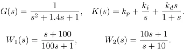 Figure 2: Weighting functions and singular values of the solution